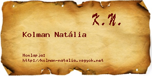 Kolman Natália névjegykártya